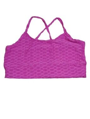 Hot Kiss Magenta Textured Strappy Crop Top